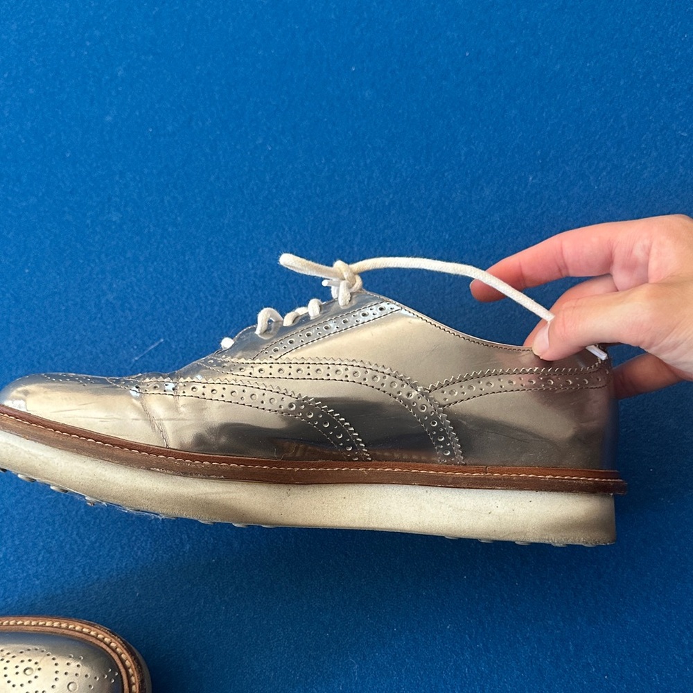 TOD'S Women’s Silver Brogue Shoes - Picture 5 of 8